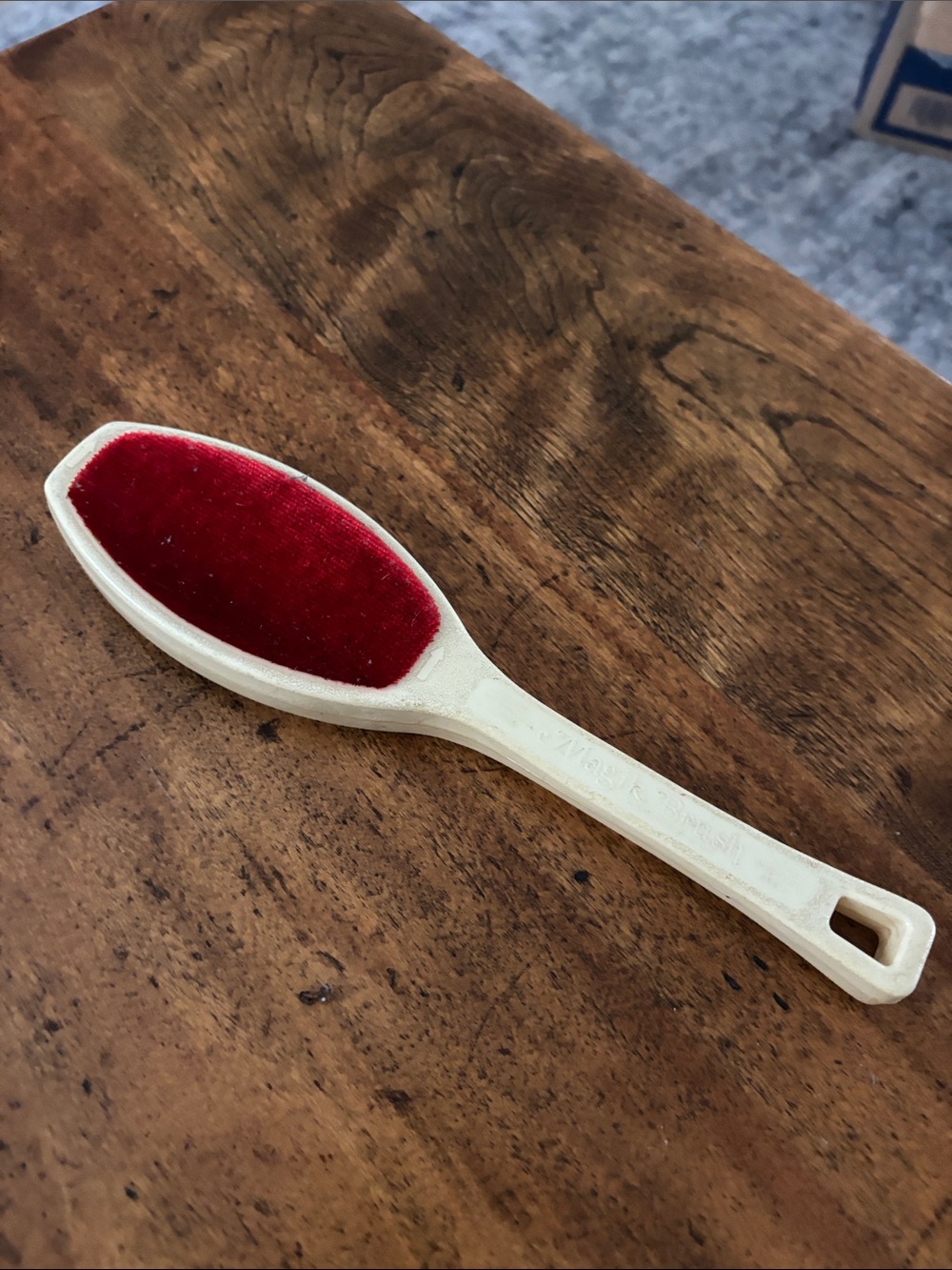 Vintage Retro Mid Century Modern Velvet Red Lint Brush